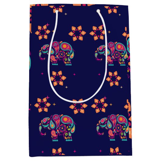 GELUKKIGE DIWALI INDIA INDISCHE OLIFANT MANDALA MEDIUM CADEAUZAKJE (Voorkant)