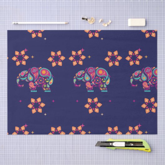 GELUKKIGE DIWALI INDIA INDISCHE OLIFANT MANDALA TISSUEPAPIER (Craft)