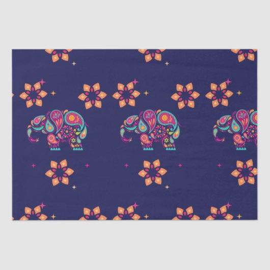 GELUKKIGE DIWALI INDIA INDISCHE OLIFANT MANDALA TISSUEPAPIER (Voorkant)