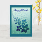 Gelukkige Diwali met blauwe bloemrollen Kaart (Gele Bloem)