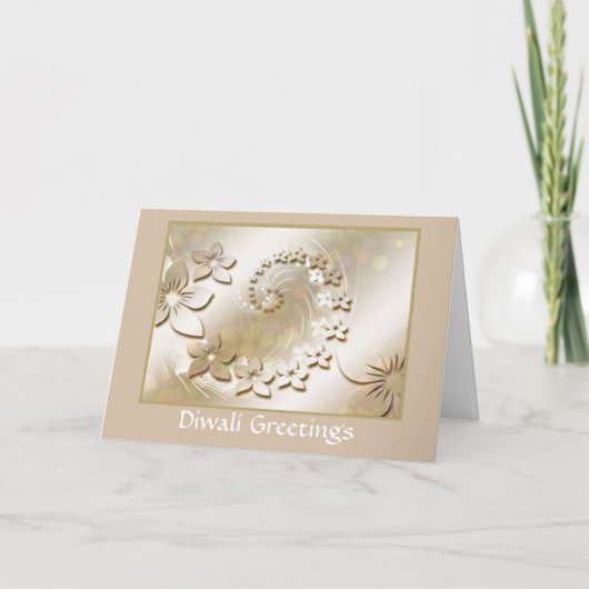 Gelukkige Diwali met bloemrol Kaart (Voorkant)