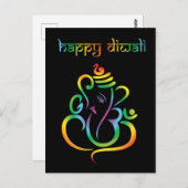 🕉☸, Gelukkige Diwali met Heer Ganesh Briefkaart (Voorkant / Achterkant)