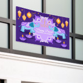 Gelukkige Diwali met Olifanten, Rangoli en Diya Spandoek (Buitenkant Gebouw)