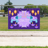 Gelukkige Diwali met Olifanten, Rangoli en Diya Spandoek (Insitu)