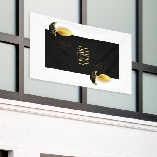 Gelukkige Diwali met Rangoli en Diya Spandoek (Buitenkant Gebouw)