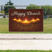 Gelukkige Diwali met Rangoli en Diya Spandoek (Insitu)