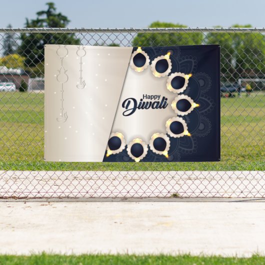 Gelukkige Diwali met Rangoli en Diya Spandoek (Insitu)