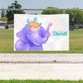 Gelukkige Diwali met Rangoli en Olifant Spandoek (Insitu)