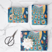 Gelukkige Diwali Peacock & Bloemen Inpakpapier Vel