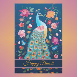 Gelukkige Diwali Peacock & Bloemen Inpakpapier Vel