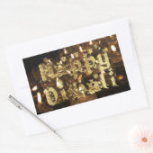 Gelukkige Diwali Zwart en Gouden Kaarslicht Sterre Rechthoekige Sticker (Envelop)