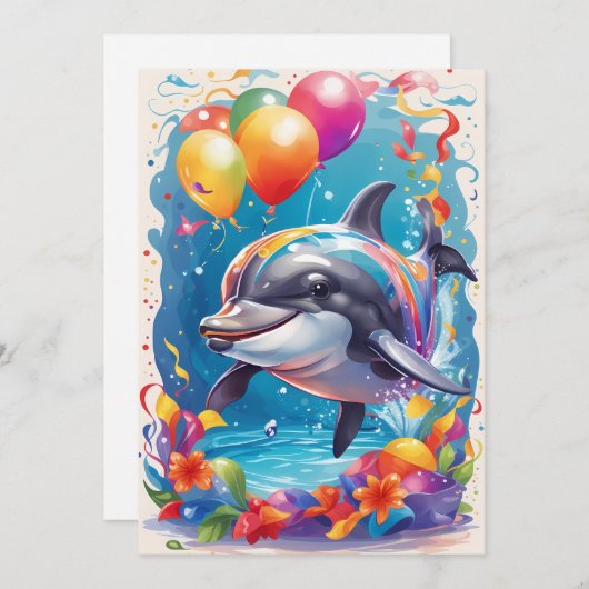 Gelukkige dolfijn lachend & vieren | KAART (Voorkant / Achterkant)
