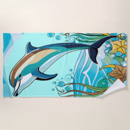 Gelukkige Dolfijnenspringen van Tropische Oceaan Strandlaken