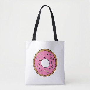 Gelukkige Donut Grafisch Kleurrijke Roze Donut Cli Tote Bag