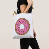 Gelukkige Donut Grafisch Kleurrijke Roze Donut Cli Tote Bag (Dichtbij)