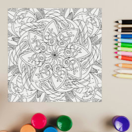 Gelukkige Doodles: Kleurplaat Met Bloemen Voor Kin Poster
