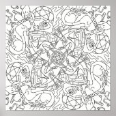 Gelukkige Doodles: Rond de Wereld Kleurplaat Poster (Voorkant)