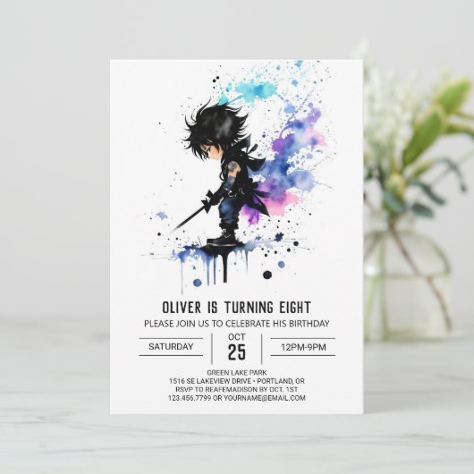 Gelukkige Douane Ninja Jongen Digitale Verjaardag Kaart (Staand voorkant)