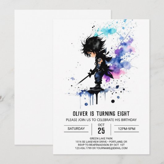 Gelukkige Douane Ninja Jongen Digitale Verjaardag Kaart (Voorkant / Achterkant)