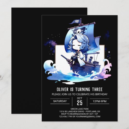 Gelukkige Dromerige Piratenverjaardag Kaart (Voorkant / Achterkant)