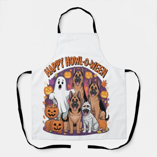Gelukkige Duitse Herders Halloween Schort (Voorkant)