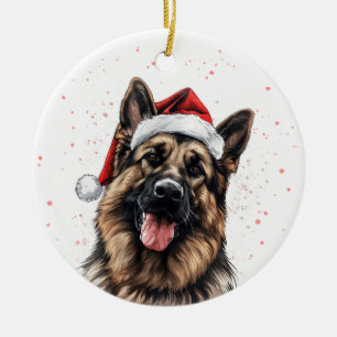 Gelukkige Duitse Herdershond Kerst Persoonlijk Keramisch Ornament