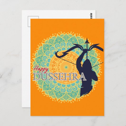 Gelukkige Dussehra Lord Ram met Bow & Arrow Chakra Briefkaart (Voorkant / Achterkant)