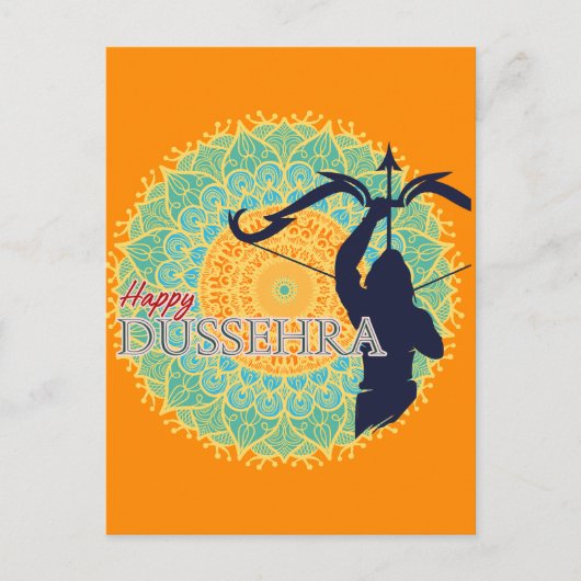 Gelukkige Dussehra Lord Ram met Bow & Arrow Chakra Briefkaart (Voorkant)