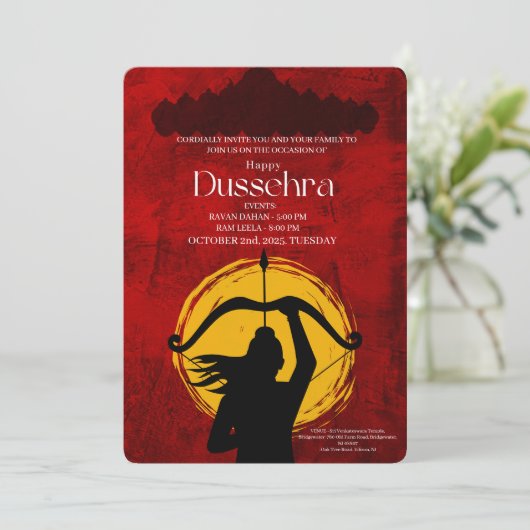 Gelukkige Dussehra-viering uitnodiging (Staand voorkant)