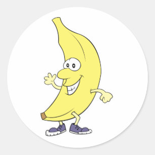gelukkige dwaze banaan cartoon ronde sticker