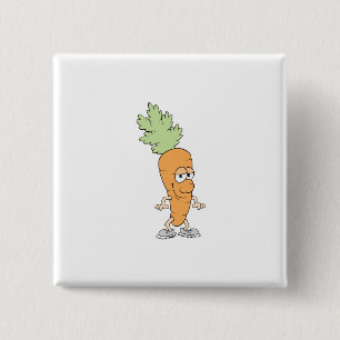 gelukkige dwaze wortel cartoon vierkante button 5,1 cm