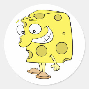 gelukkige dwaze zwitserse kaas cartoon ronde sticker