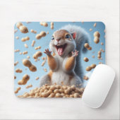 Gelukkige eekhoorn in een stapel pinda's muismat (Met muis)