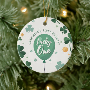Gelukkige Eén 1e Verjaardag St. Patrick's Day Klav Keramisch Ornament