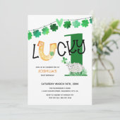 Gelukkige Eén eerste verjaardag Shamrock en Schaap Kaart (Staand voorkant)