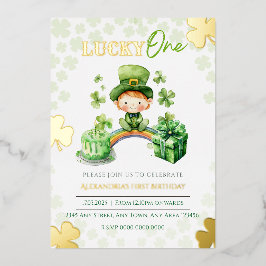Gelukkige Eén Eerste Verjaardag St. Patrick Folie Uitnodiging