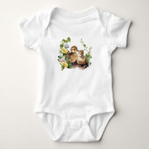 Gelukkige eendjes met bloemen romper