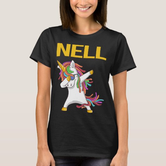 Gelukkige Eenhoorn - Nell naam T-shirt (Voorkant)