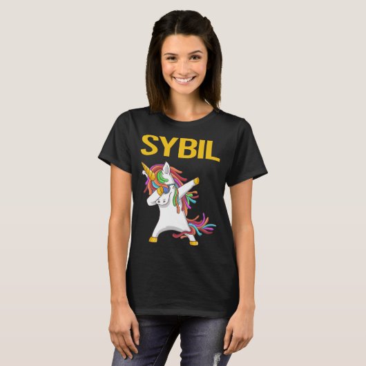 Gelukkige Eenhoorn - Sybil naam T-shirt (Voorkant volledig)