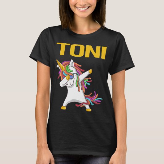 Gelukkige Eenhoorn - Toni Naam T-shirt (Voorkant)