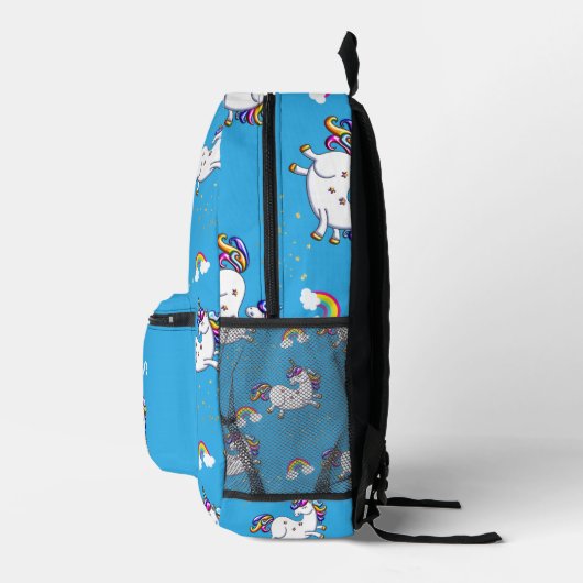 Gelukkige Eenhoorns in de Hemelsblauw Bedrukte Rugzak (Rechts)