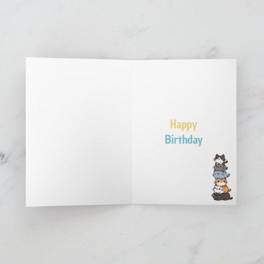 Gelukkige eerste (1e) verjaardagstack van katten m kaart (Binnen)