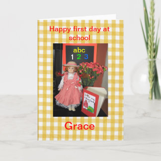 Gelukkige eerste dag op school Grace kaart. Kaart