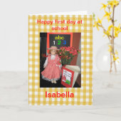 Gelukkige eerste dag op school Isabella kaart. Kaart (Gele Bloem)