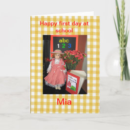 Gelukkige eerste dag op school Mia kaart. Kaart