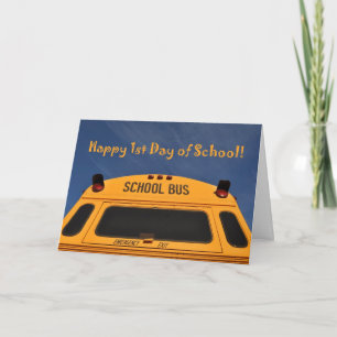 Gelukkige eerste dag schoolbus kaart