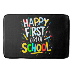 Gelukkige eerste dag terug naar school badmat