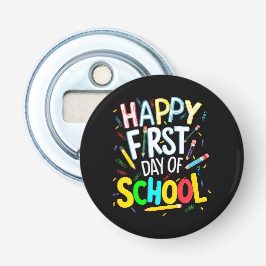 Gelukkige eerste dag terug naar school button flesopener (Voorkant)