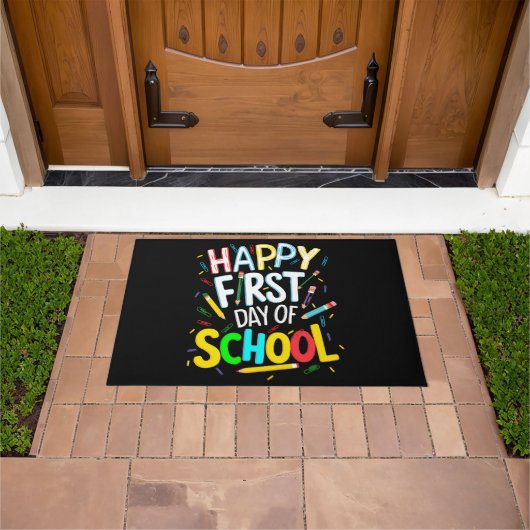 Gelukkige eerste dag terug naar school deurmat (Buiten)
