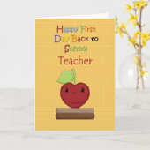 Gelukkige eerste dag terug naar school, leraar kaart (Gele Bloem)